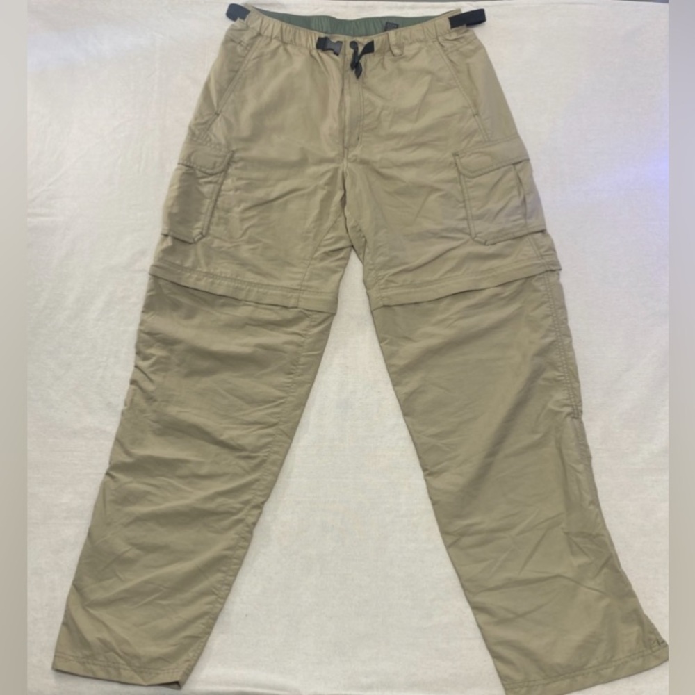REI Convertible Pants Mens L 36x Cargo UPF 50+ Belted Zip Ankles Vents Safari